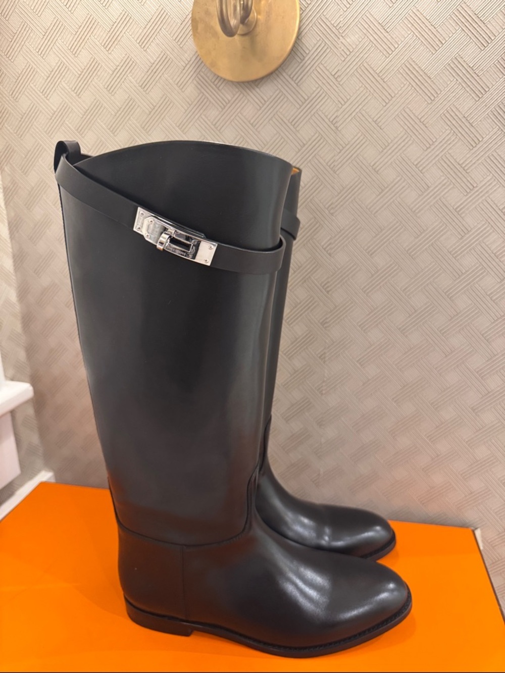 Classic Black Leather Riding/Jumping Boots with Silver Buckle size 41 US 11 - Picture 7 of 16